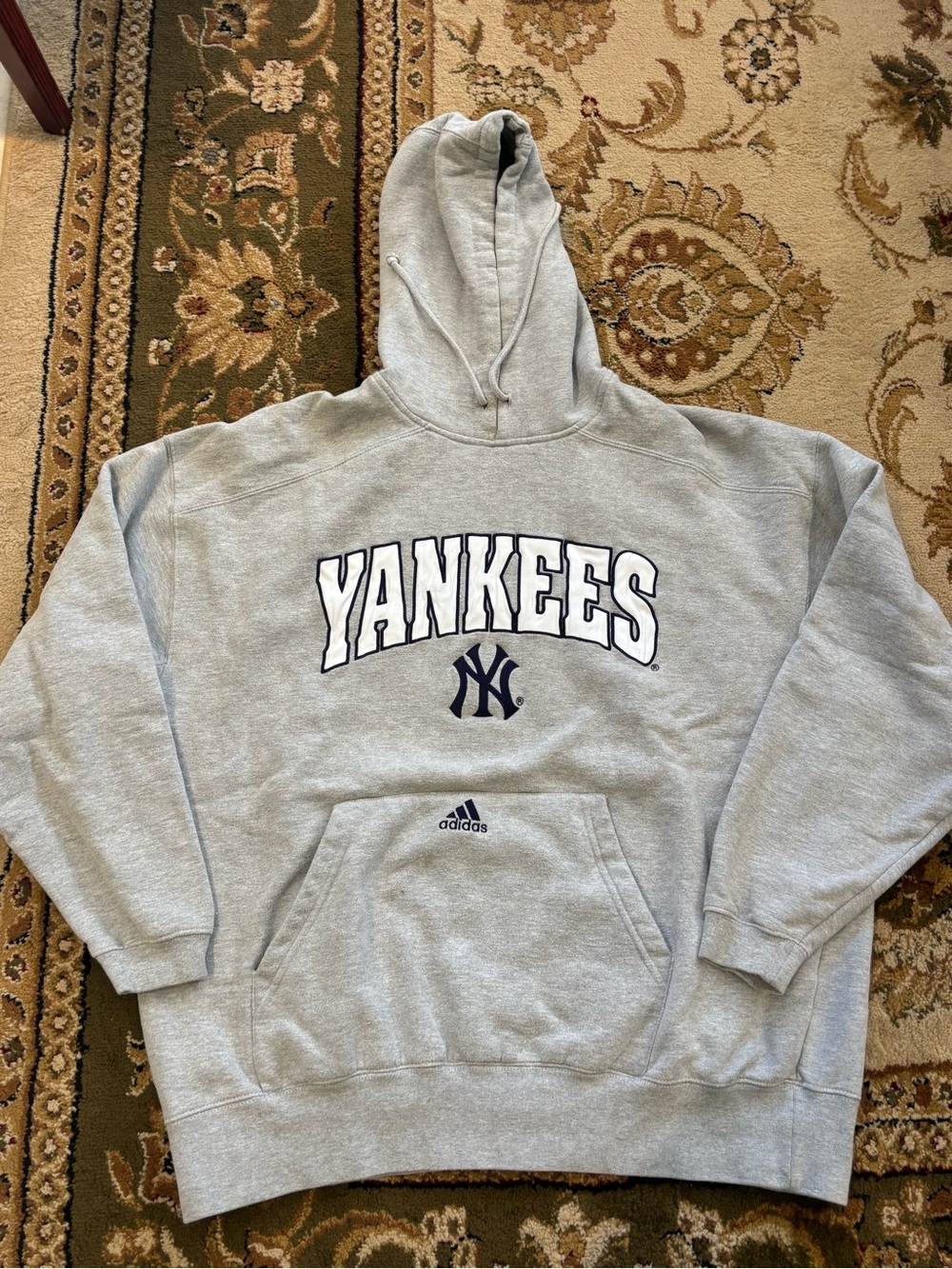 adidas Gray New York Yankees Hooded Pullover Sweatshirt size 2XL